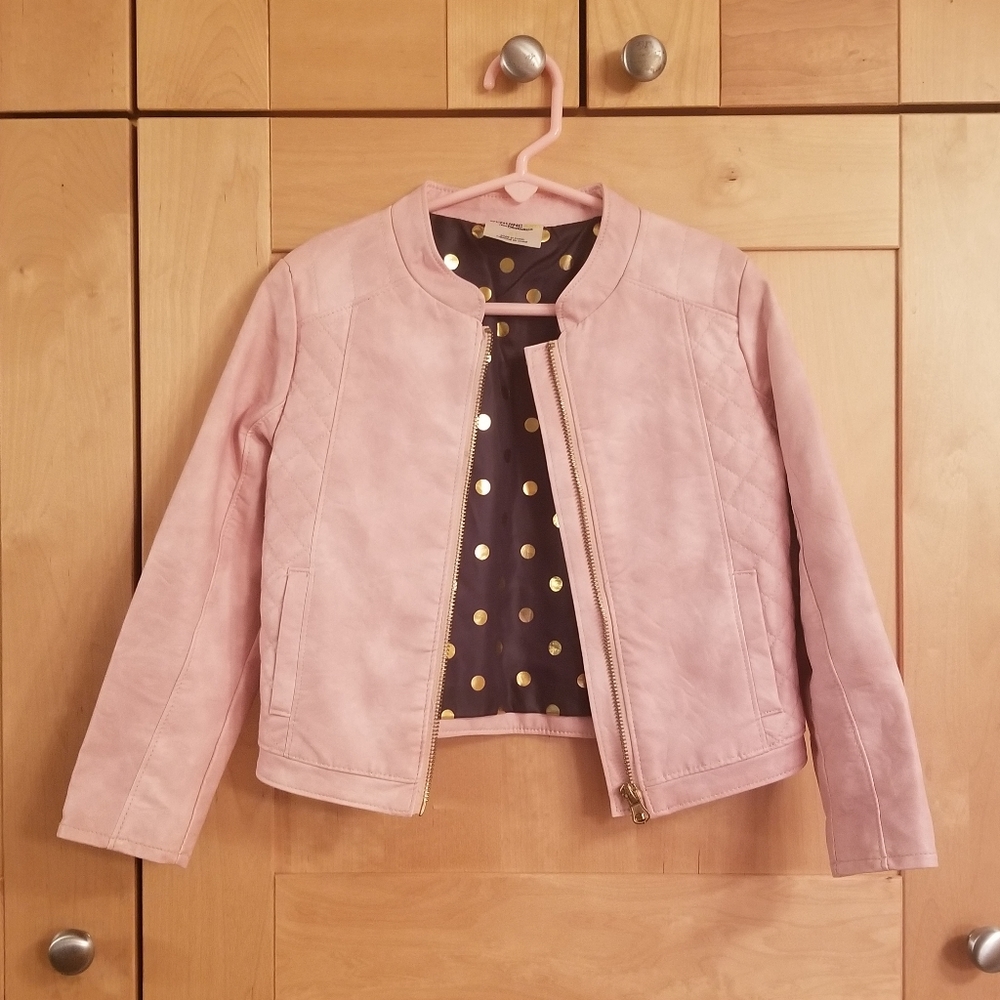 Pink Foux Leather Motorcycle Jacket